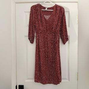 Isabel size S maternity dress, red animal print, small imperfection as shown